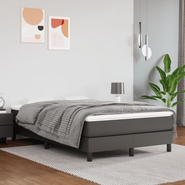 Ramsäng med bäddmadrass grå 120x190 cm konstläder