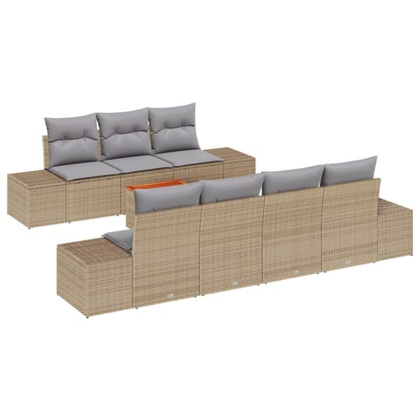 Trädgårdsoffset med kudde 8 pcs Beige konstrotting