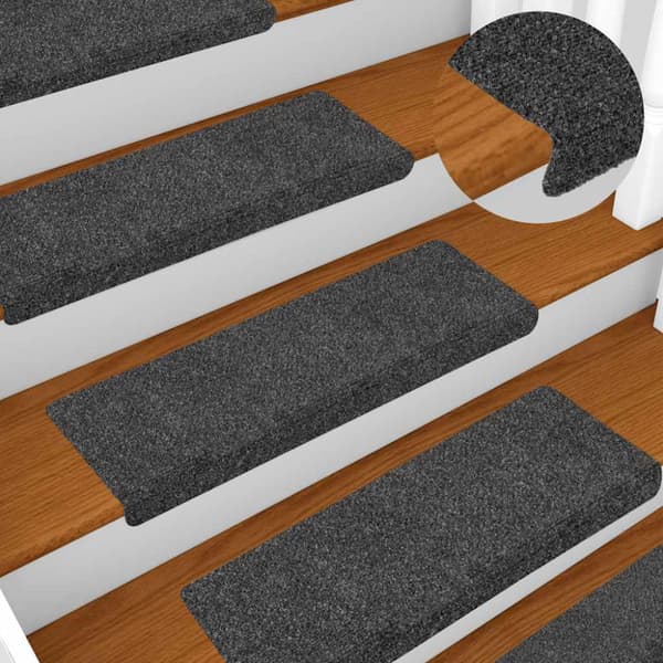 Trappmattor självhäftande 30 st 65x21x4 cm antracit rektangulär kant
