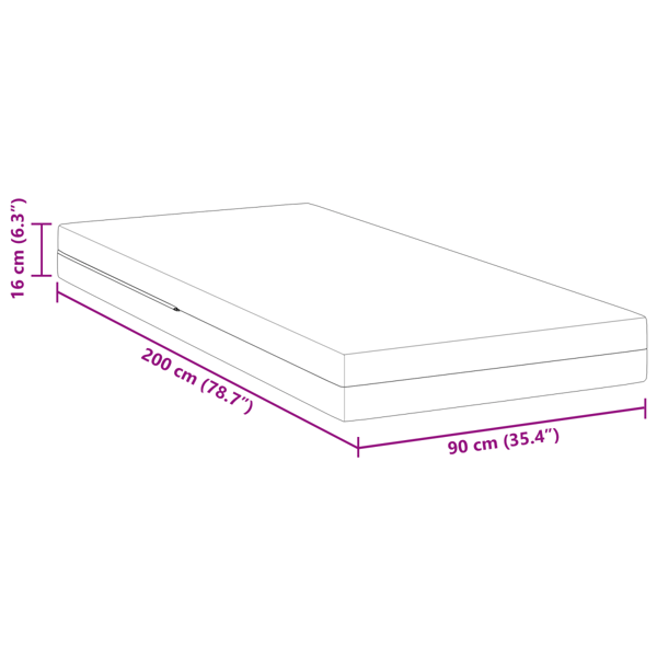 Madrass Vit 90 x 200 cm Jacquardtyg