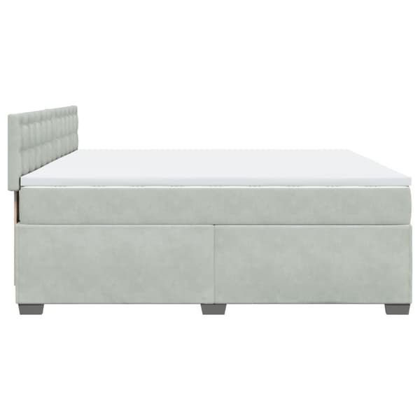 Ramsäng med madrass ljusgrå 200x200 cm sammet