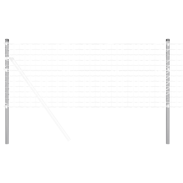 Stängselstolpe 2 pcs Silver 70 cm Pulverlackerad stål
