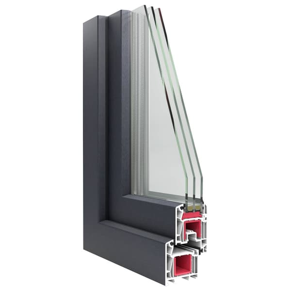 Källarfönster RISOR 80 x 40 cm PVC och glas Antracit