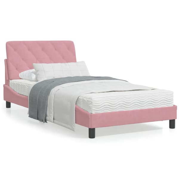 Bed Frame without Mattress Pink 100x200 cm Velvet