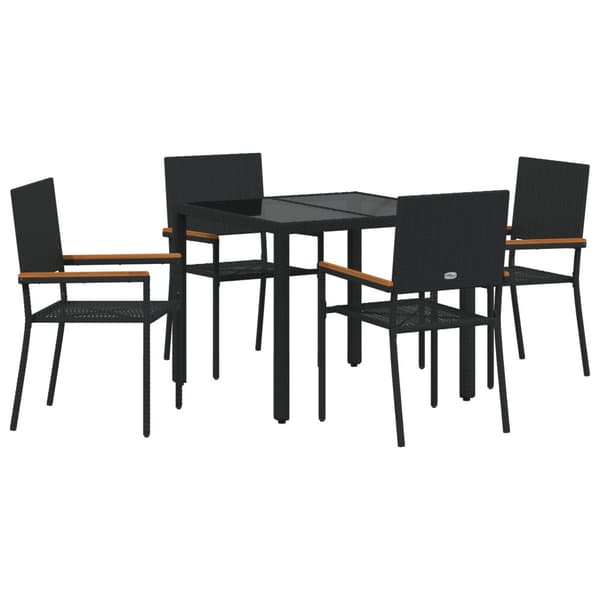 Trädgårdsmöbelset 5 pcs Svart konstrotting