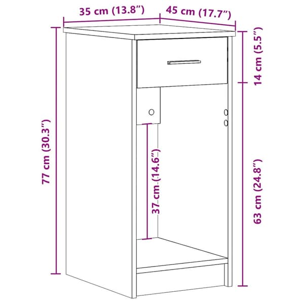 Datorstativ med låda ek 35x45x77 cm