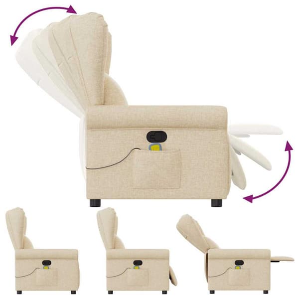 Massagefåtölj gräddvit tyg