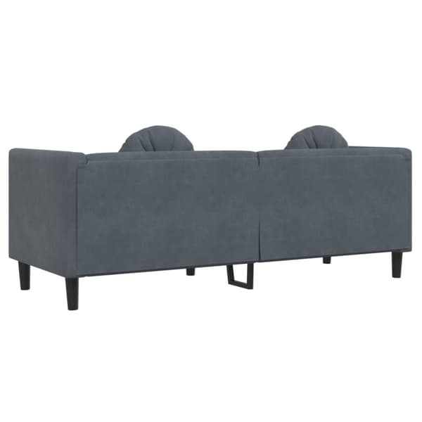 Soffa med kuddar 3-sits mörkgrå sammet