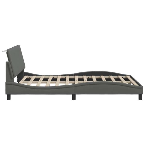 Bed Frame without Mattress "Hanko" Dark Grey 140x190 cm Fabric