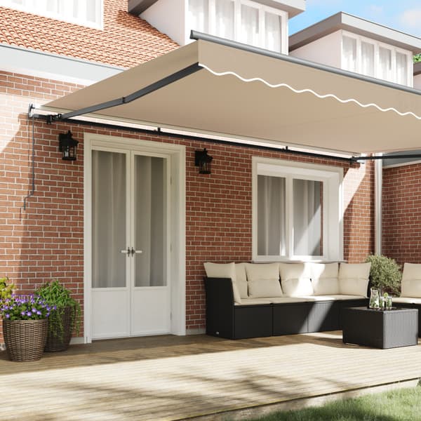 Utfällbar markis Beige 500 × 350 cm Polyester och Stål