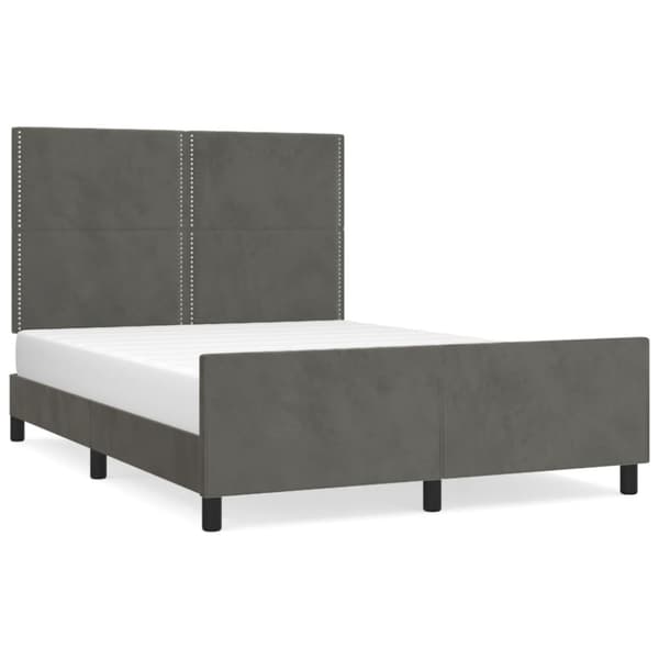 Sängram utan madrass mörkgrå 140x190 cm sammet