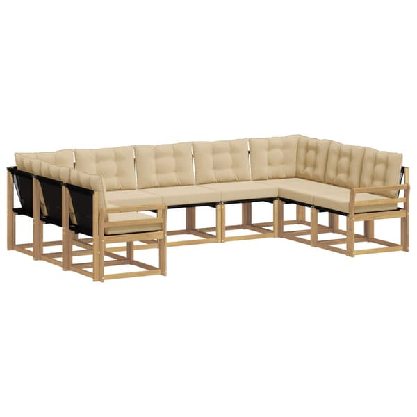 Utomhussoffset med kudde 9 pcs Vit och Beige