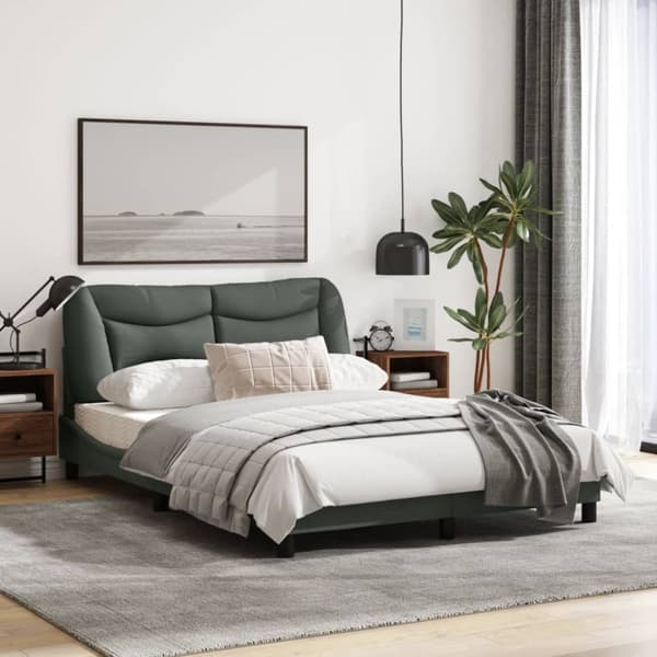 Bed Frame without Mattress "Hvar" Dark Grey 140x200 cm Fabric
