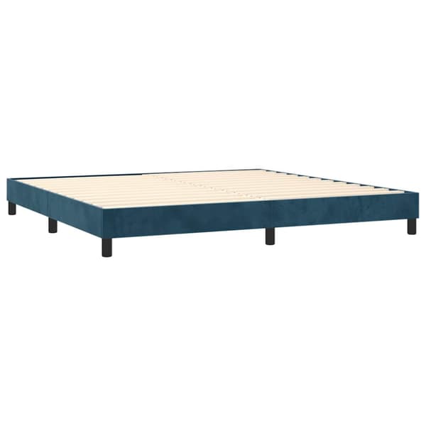 Ramsäng med madrass mörkblå 200x200 cm sammet