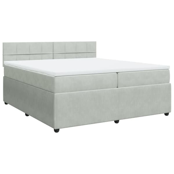 Ramsäng med madrass ljusgrå 200x200 cm sammet