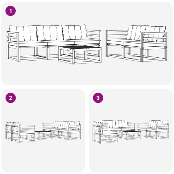Utomhussoffset 6 pcs Vit och ljusgrå 79 x 79 x 37 cm