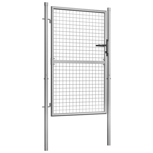 Trädgårdsgrind galvaniserat stål 100x125 cm silver
