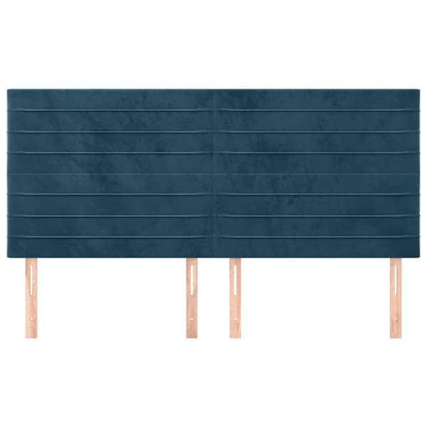 Sänggavel mörkblå 200x5x118/128 cm sammet