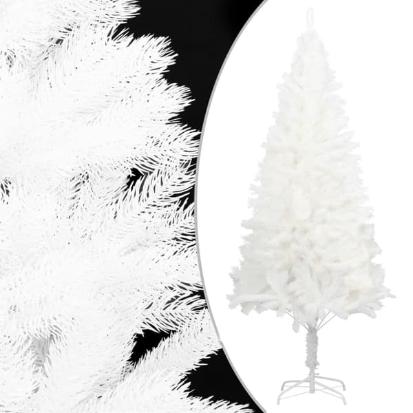 Belyst plastgran med kulor vit 240 cm