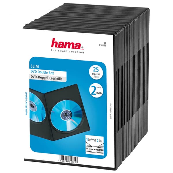 DVD-box Slim Dubbel Svart 25-pack