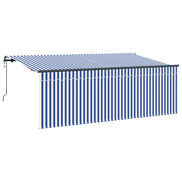 Utfällbar markis Blå och Vit 400 x 200 cm