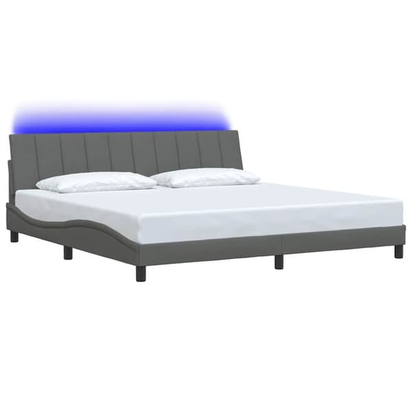 Bed Frame without Mattress "Hanko" Dark Grey 200x200cm Fabric