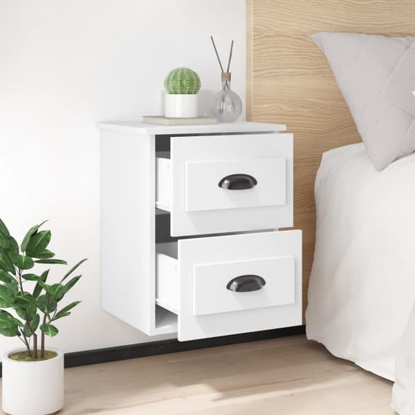 Väggmonterade sängbord vit 41,5x36x53cm