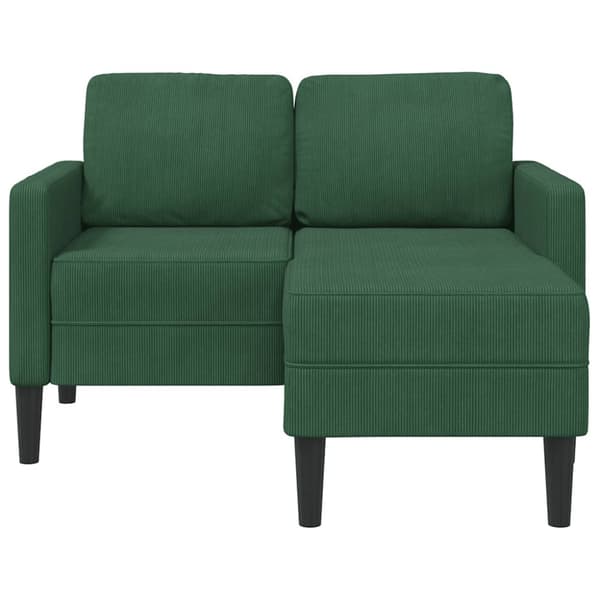 2-sitssoffa med schäslong L-formad mörkgrön 125 cm linne
