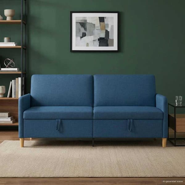Soffa med förvaring Blå 192 x 78 x 87 cm Polyester