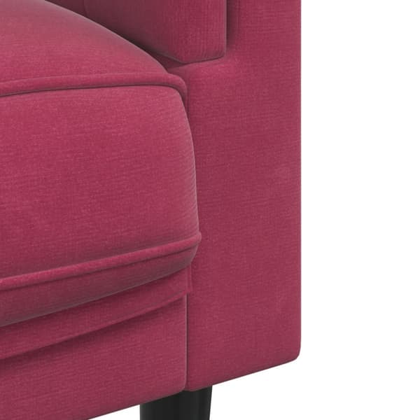 Soffa med kuddar 3-sits vinröd sammet
