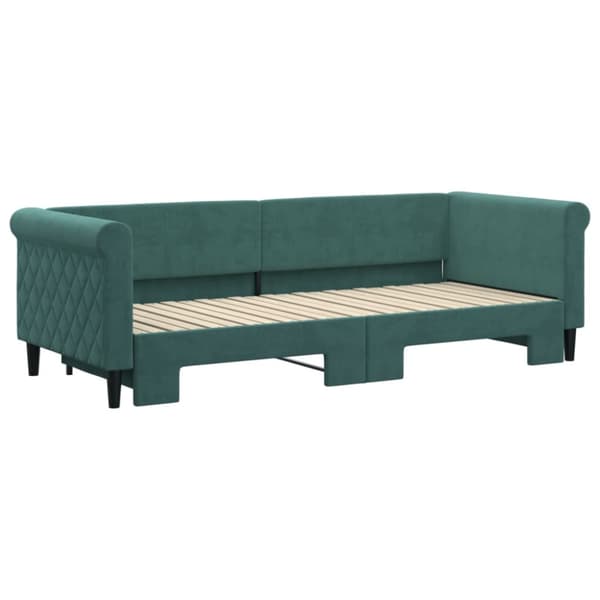 Dagbädd utdragbar mörkgrön 80x200 cm sammet