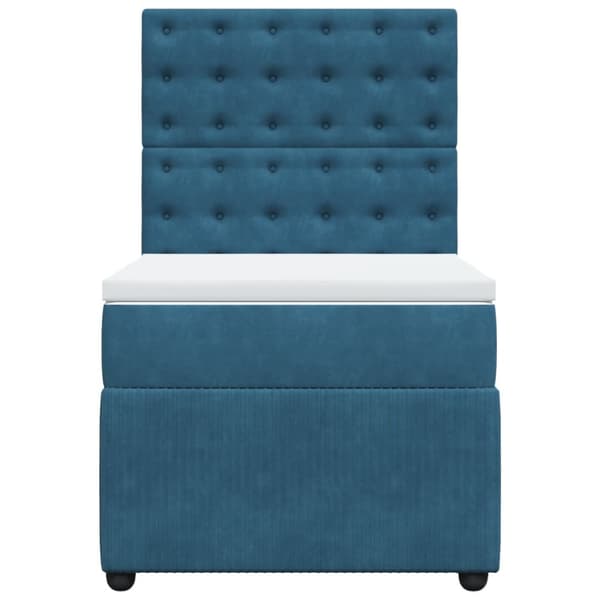 Ramsäng med madrass mörkblå 100x200 cm sammet