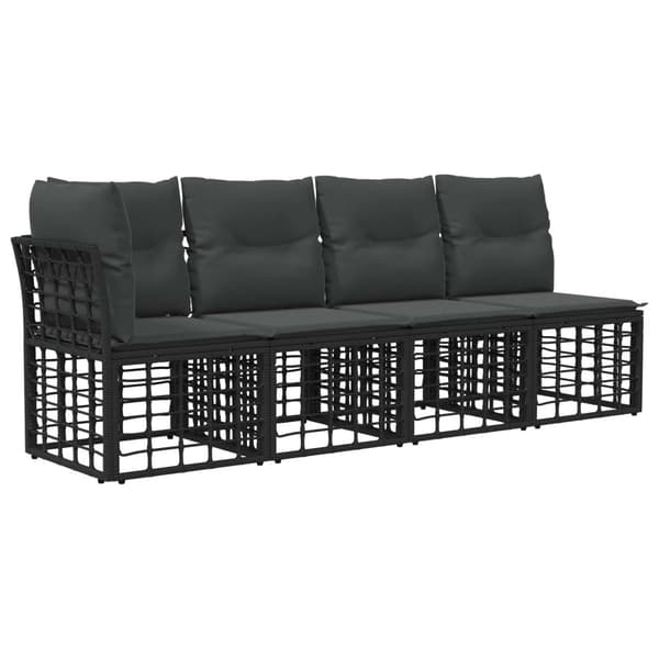 Utomhussoffset med kudde 7 pcs Svart och Mörkgrå Polyester