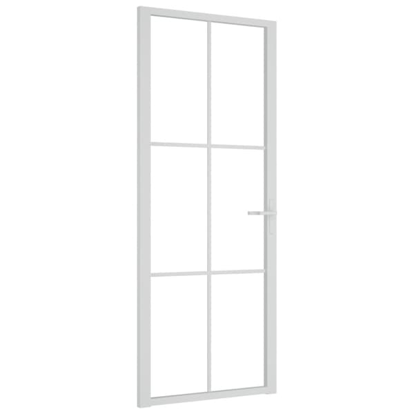 Innerdörr 83x201,5 cm vit ESG-glas och aluminium
