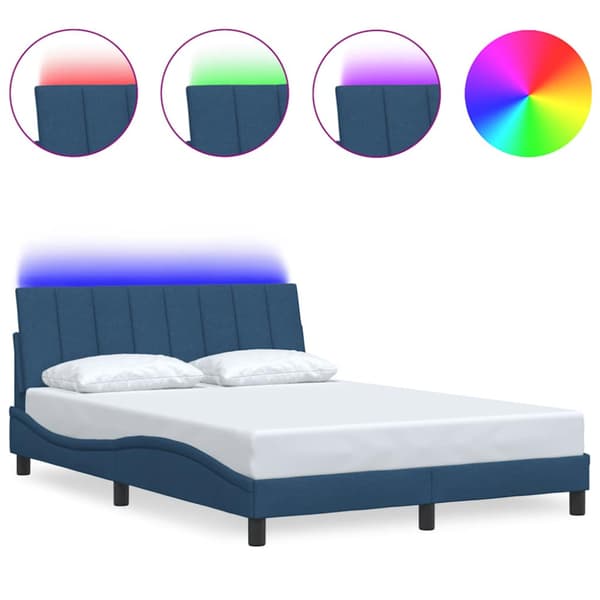 Bed Frame without Mattress "Hanko" Blue 140x190cm Fabric
