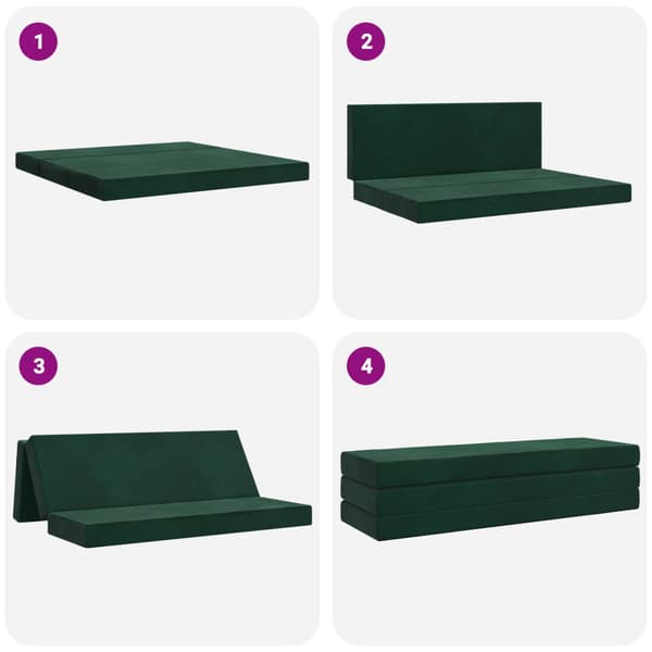 Fällbar Soffbed 200 x 67 x 45 cm Mörkgrön