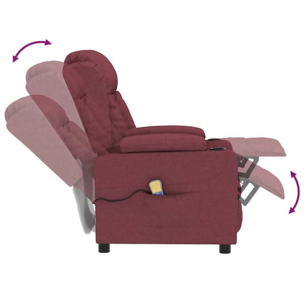 Massagefåtölj vinröd tyg