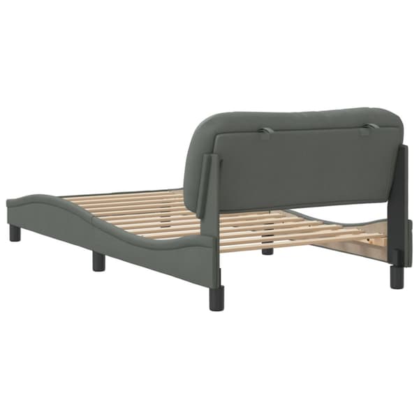 Bed Frame without Mattress "Hvar" Dark Grey 100x200 cm Fabric