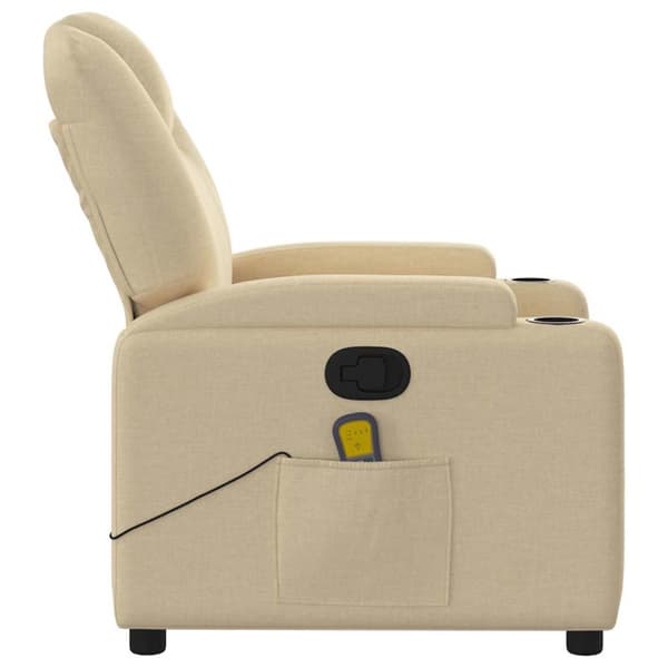 Massagefåtölj krämfärgad tyg