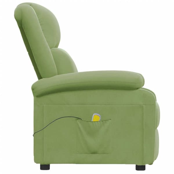 Massagefåtölj ljusgrön sammet