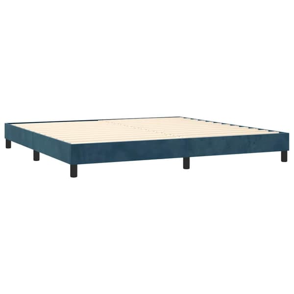 Ramsäng med madrass mörkblå 200x200 cm sammet