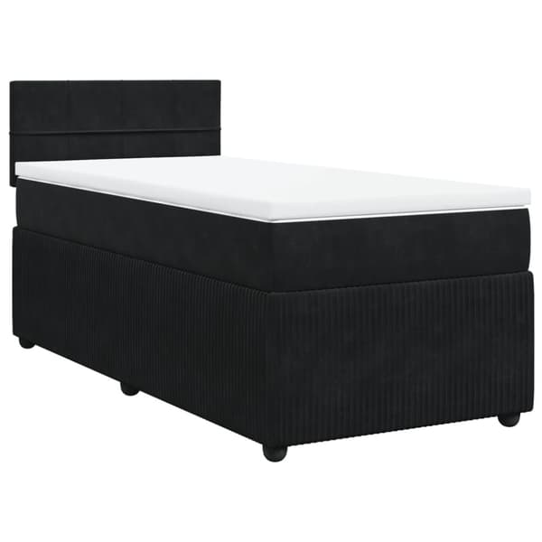 Ramsäng med madrass svart 80x200 cm sammet