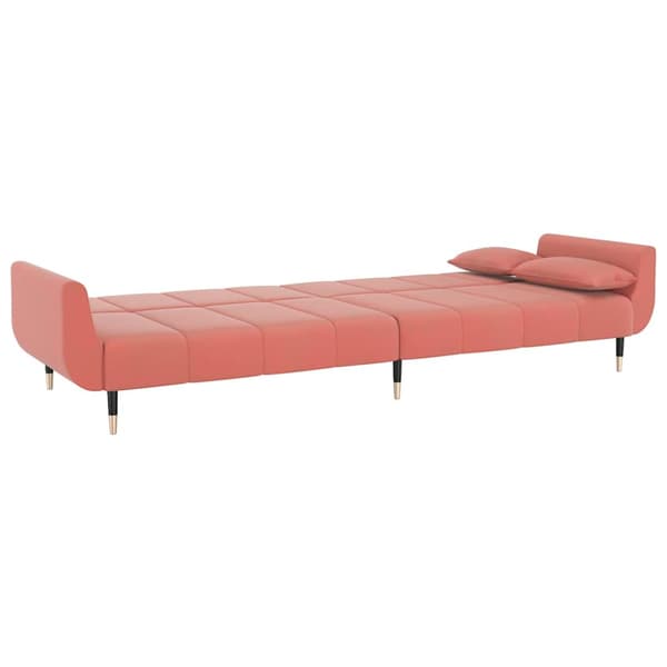 Bäddsoffa 2-sits med två kuddar rosa sammet