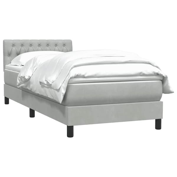 Ramsäng med madrass ljusgrå 80x210 cm sammet