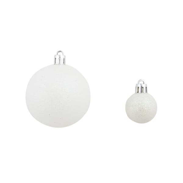 Julgranskulor 100 delar set 3/4/6 cm vit/grå
