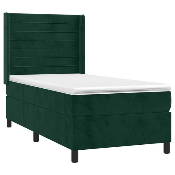 Ramsäng med madrass mörkgrön 100x200 cm sammet