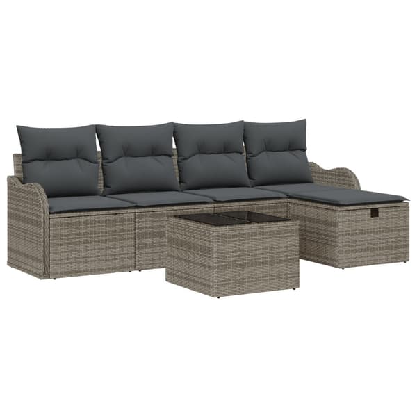Trädgårdsoffset 6 st Poly rattan