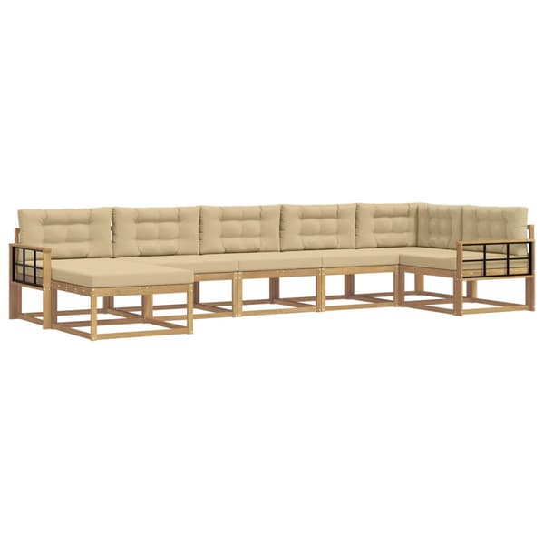 Utomhussoffset med kudde 7 pcs Vit och Beige
