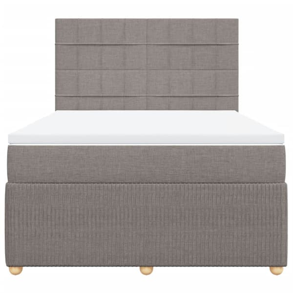 Ramsäng med madrass taupe 160x200 cm tyg