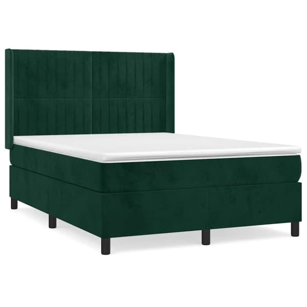 Ramsäng med madrass mörkgrön 140x190 cm sammet